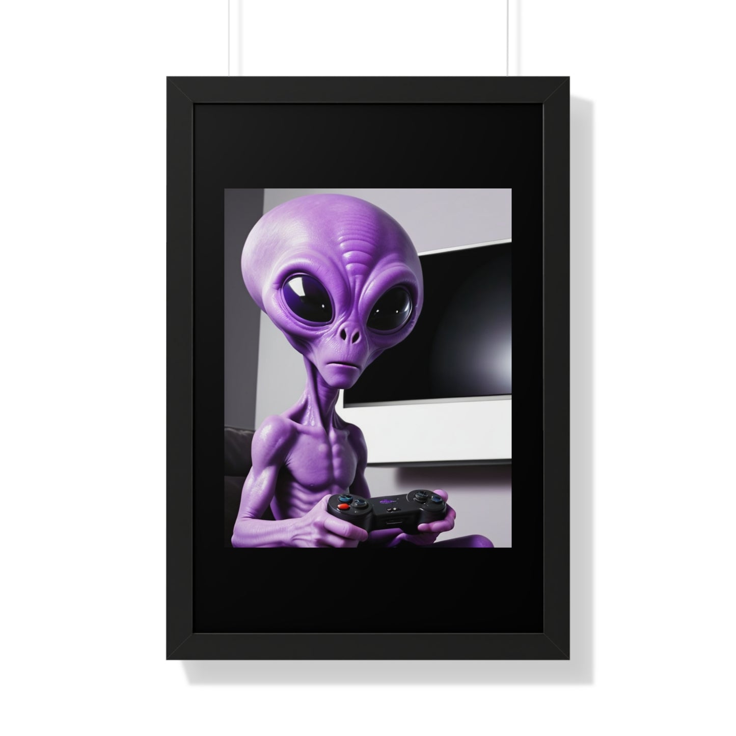 PURPLE ALIEN GAMER-Framed Vertical Poster