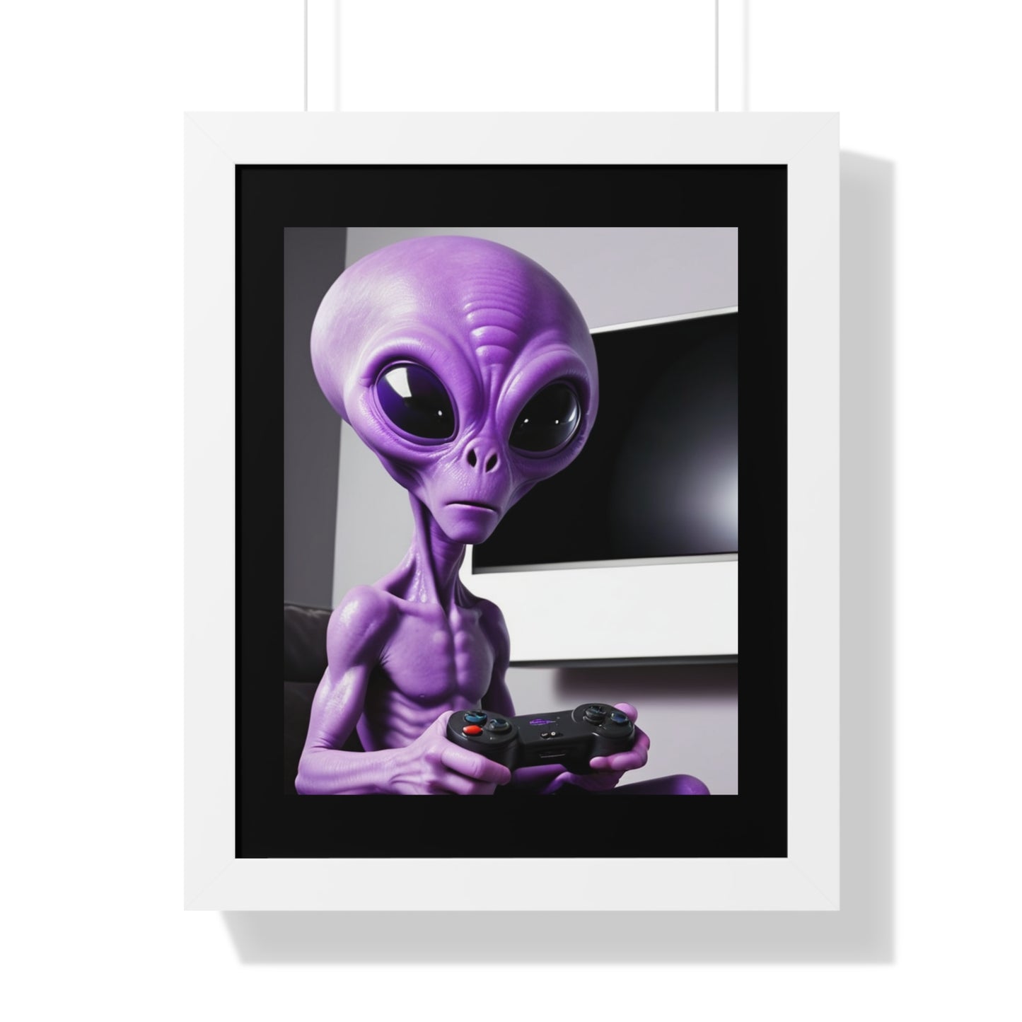 PURPLE ALIEN GAMER-Framed Vertical Poster