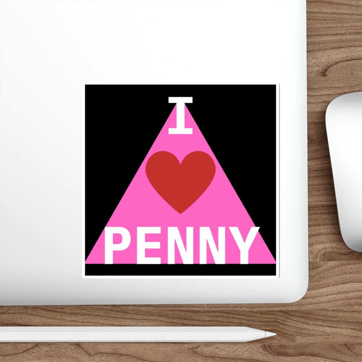 I LOVE PENNY PINK TRIANGLE-Die-Cut Stickers