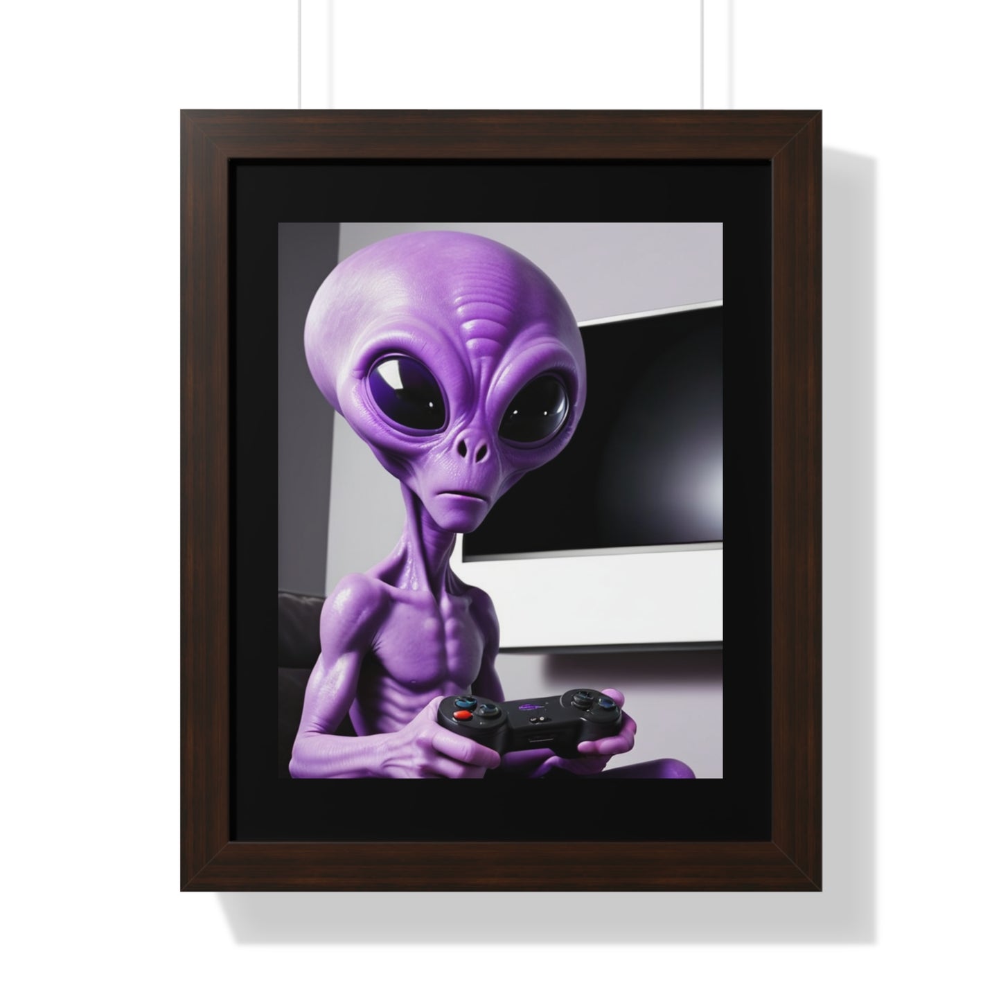 PURPLE ALIEN GAMER-Framed Vertical Poster