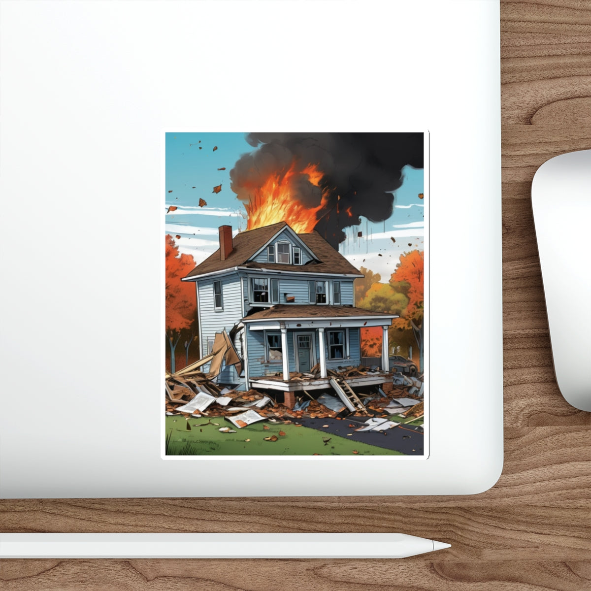 BURNING HOUSE-Die-Cut Stickers