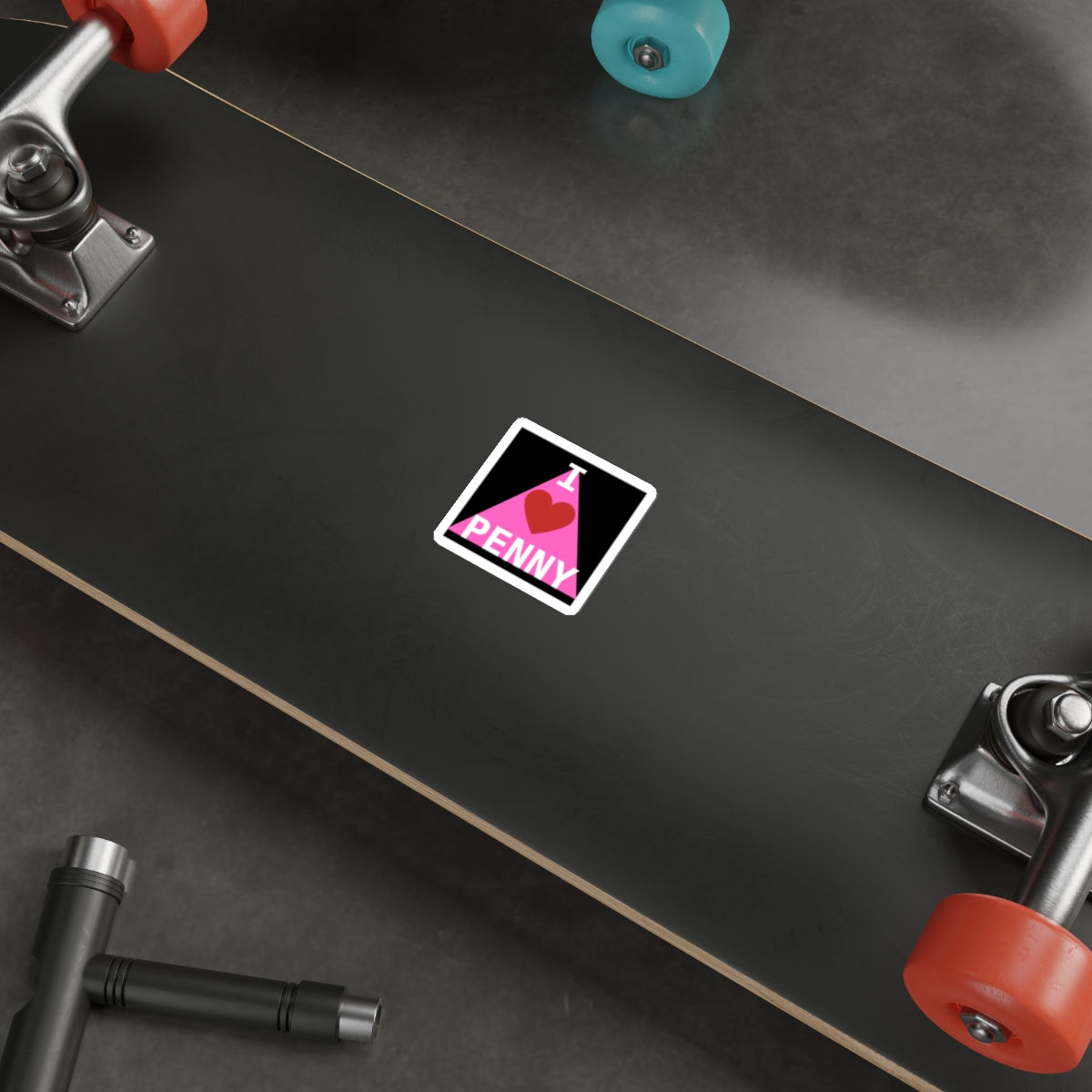 I LOVE PENNY PINK TRIANGLE-Die-Cut Stickers