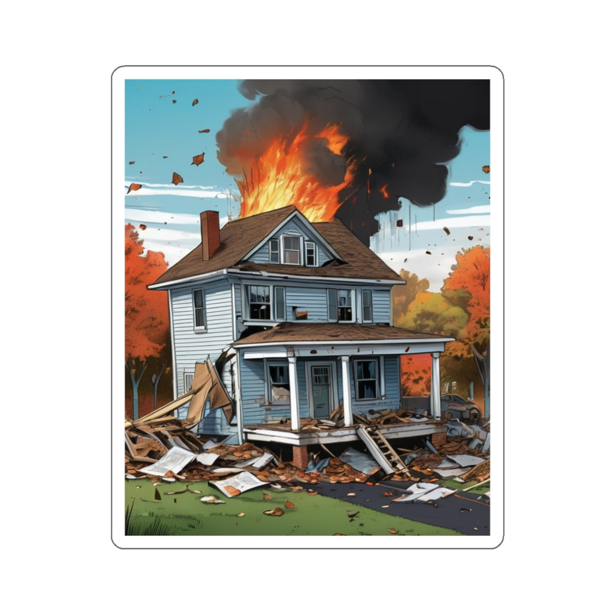 BURNING HOUSE-Die-Cut Stickers