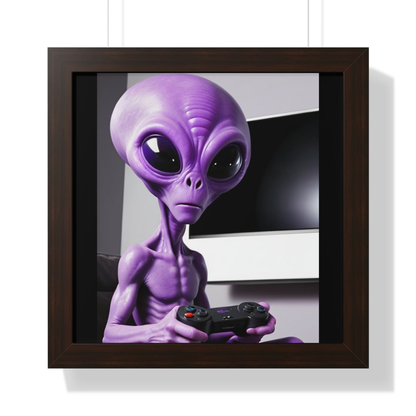 PURPLE ALIEN GAMER-Framed Vertical Poster