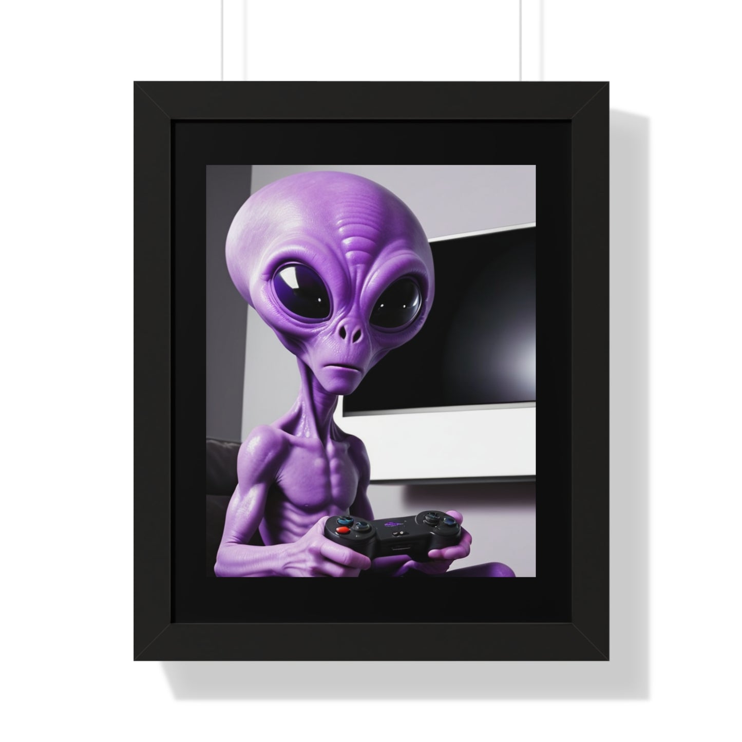 PURPLE ALIEN GAMER-Framed Vertical Poster