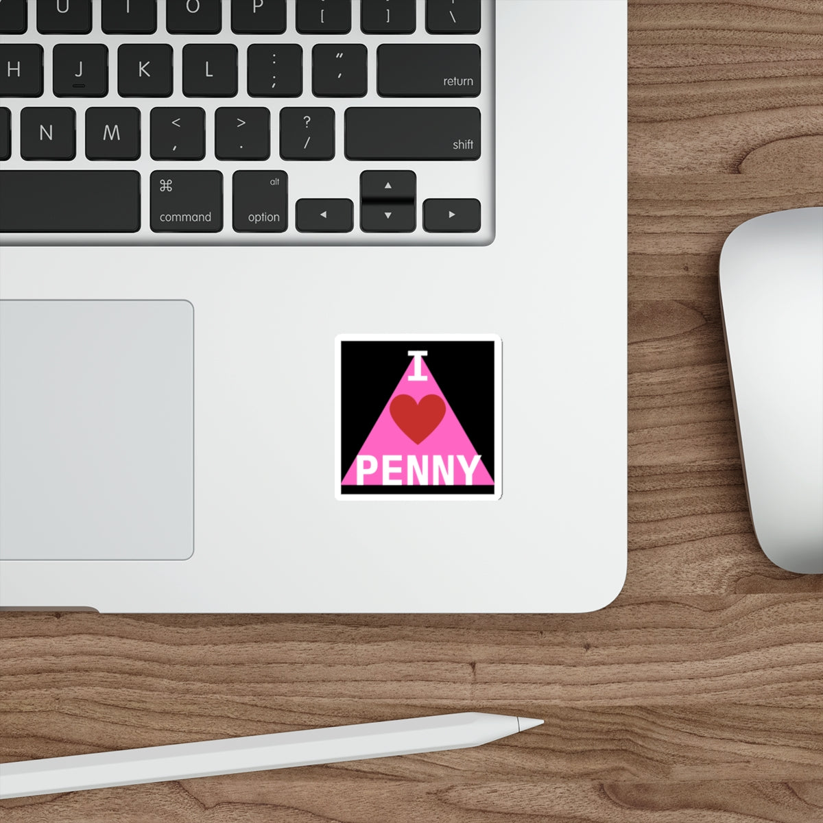 I LOVE PENNY PINK TRIANGLE-Die-Cut Stickers