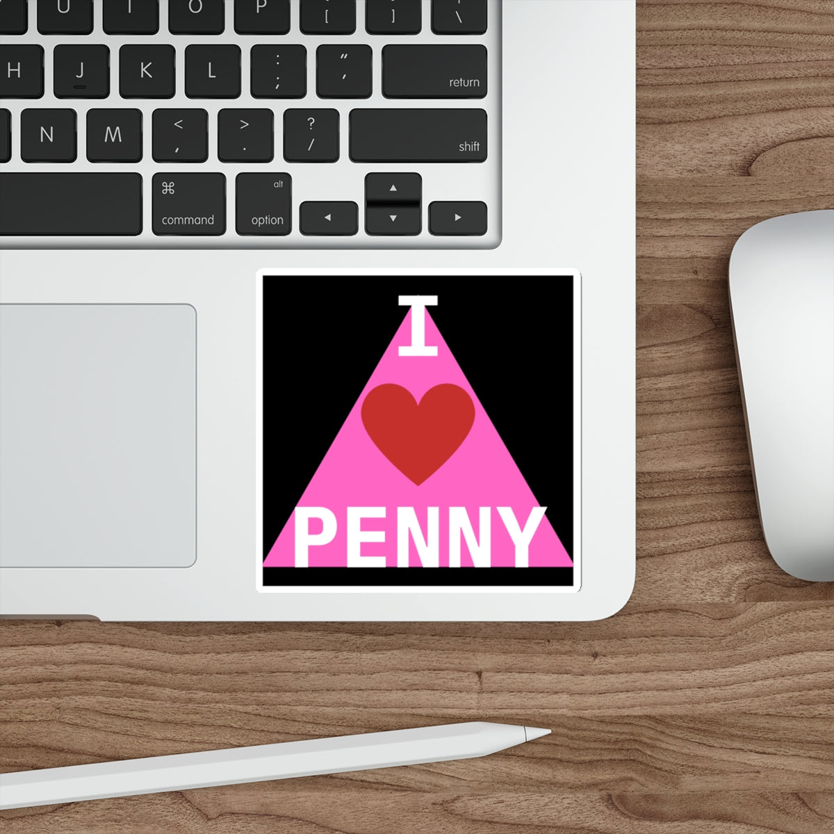 I LOVE PENNY PINK TRIANGLE-Die-Cut Stickers