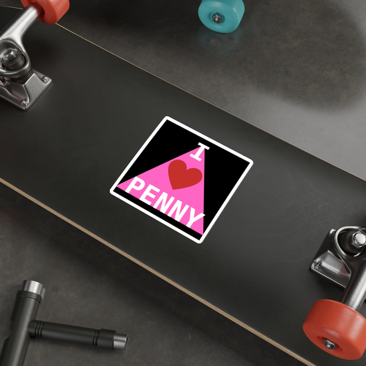 I LOVE PENNY PINK TRIANGLE-Die-Cut Stickers