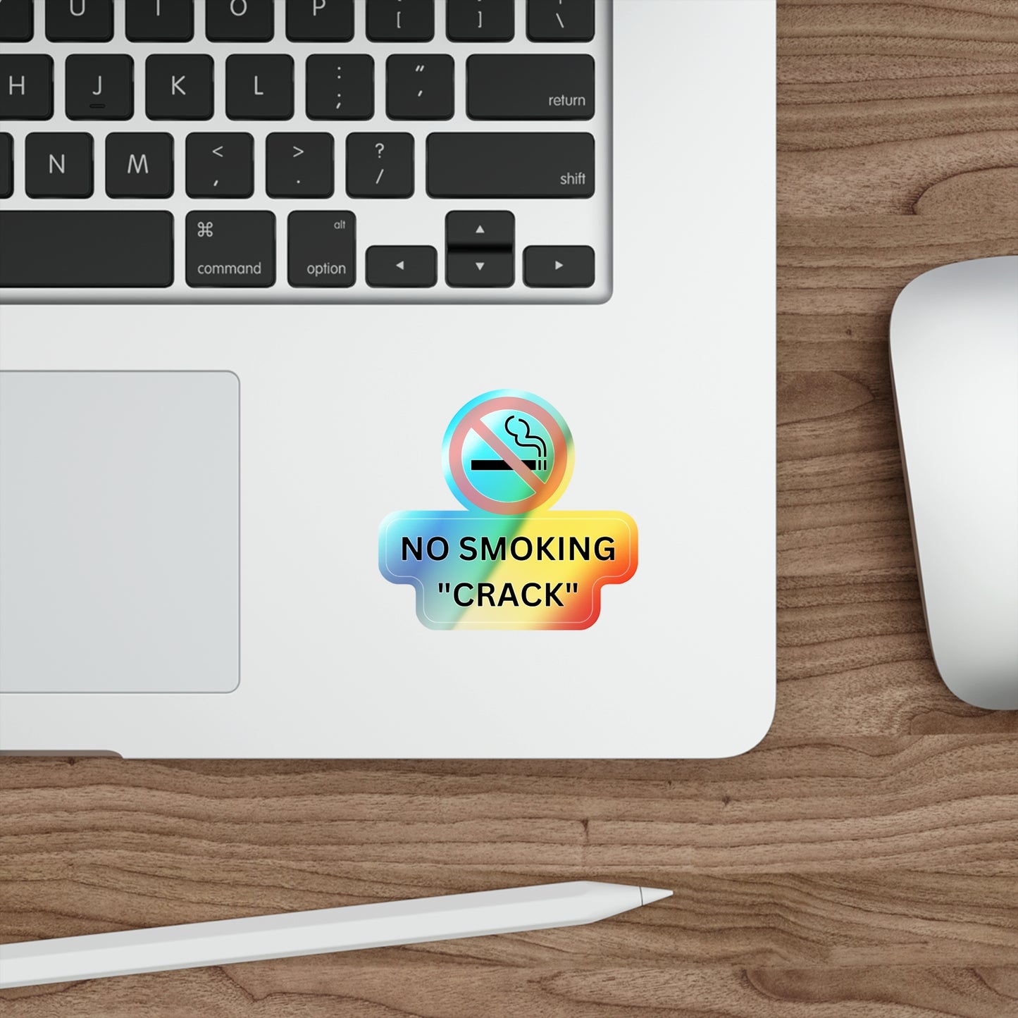 NO SMOKING "CRACK"-Holographic Die-cut Stickers