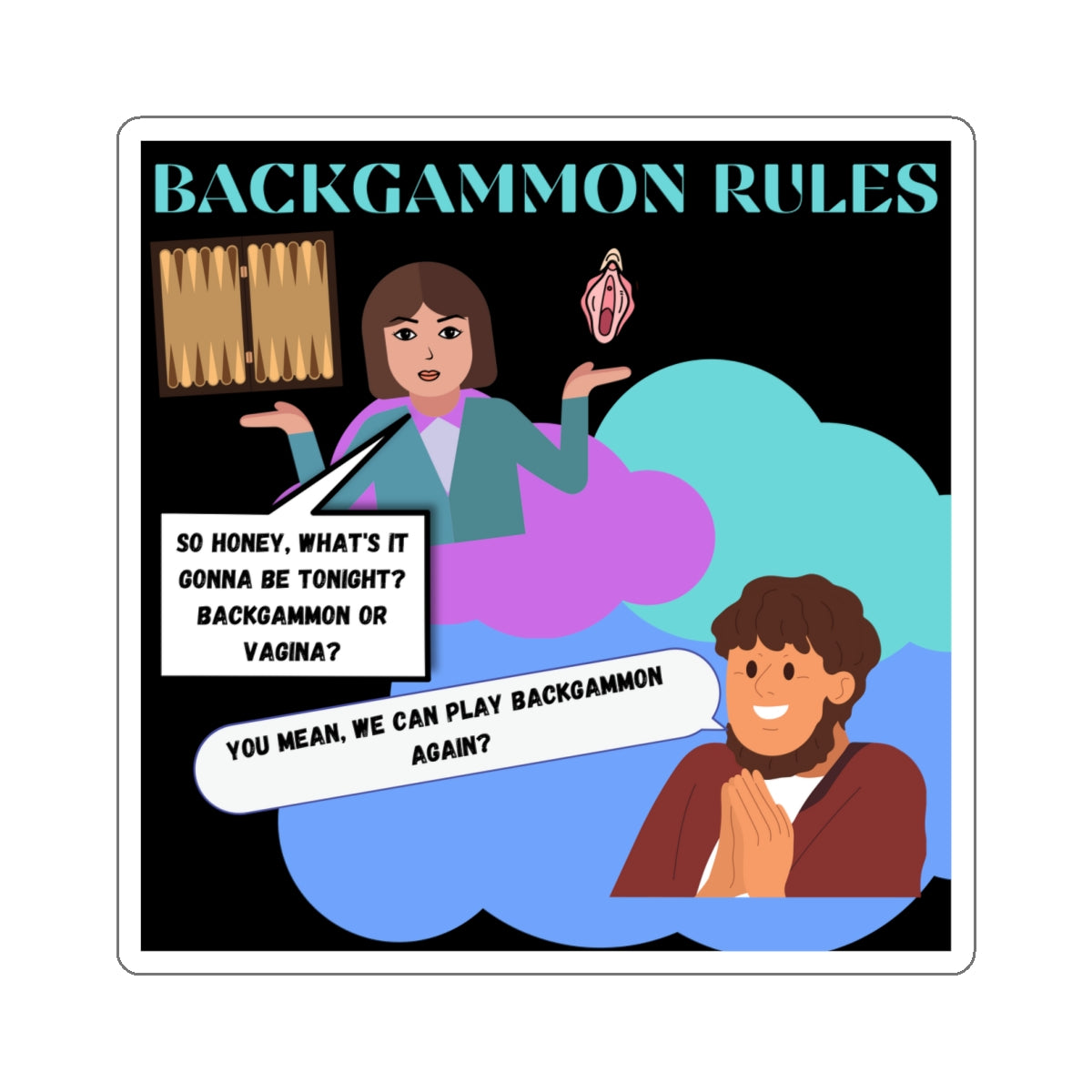 BACKGAMMON BEATS PUSSY-Die-Cut Stickers