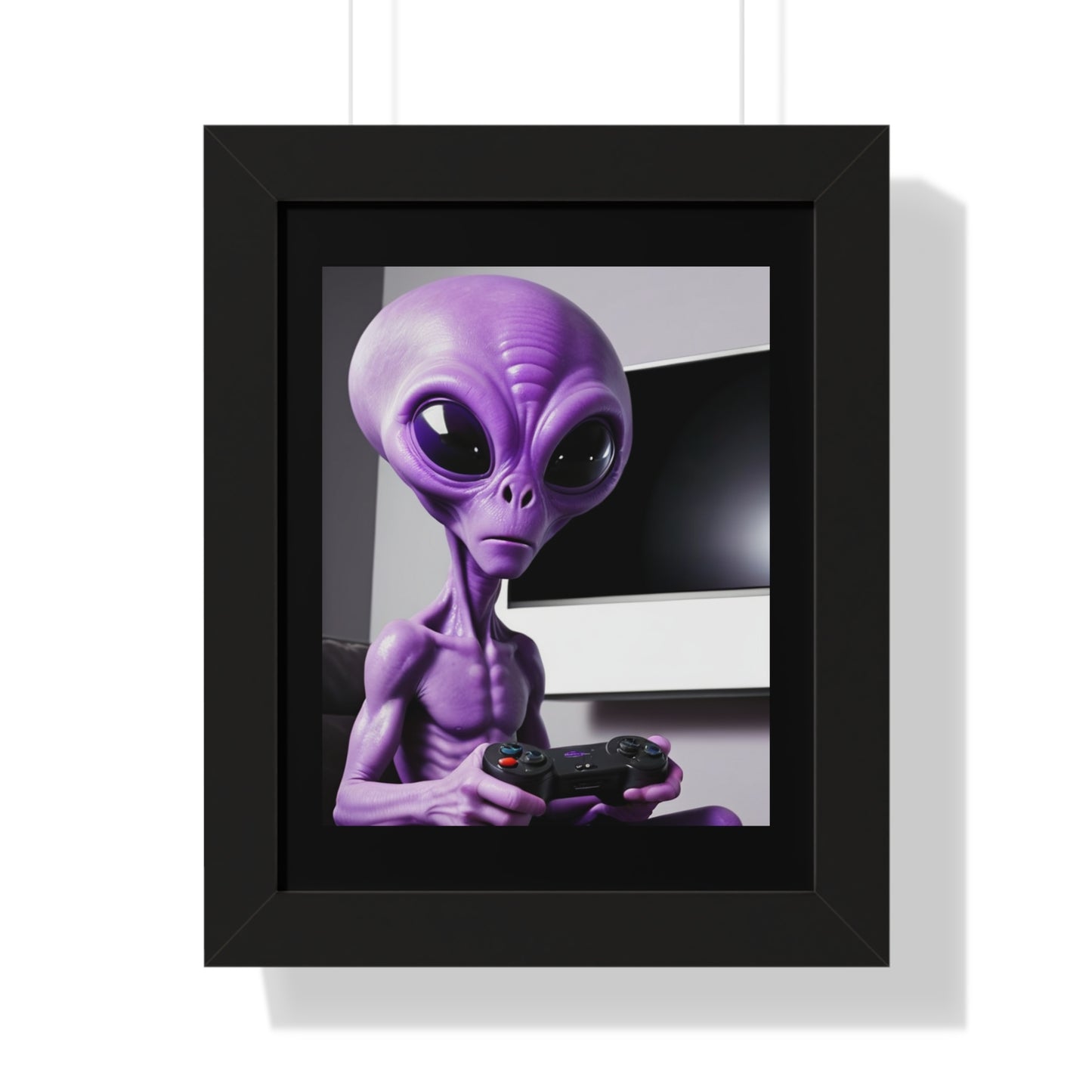 PURPLE ALIEN GAMER-Framed Vertical Poster