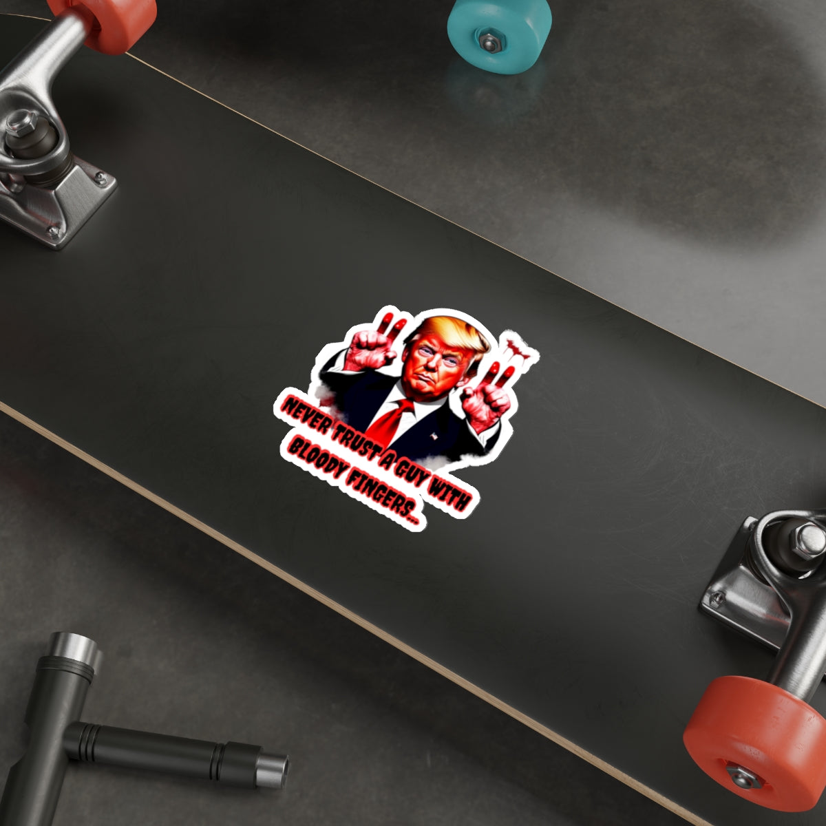 DONALD TRUMP BLOODY FINGERS-Die-Cut Stickers