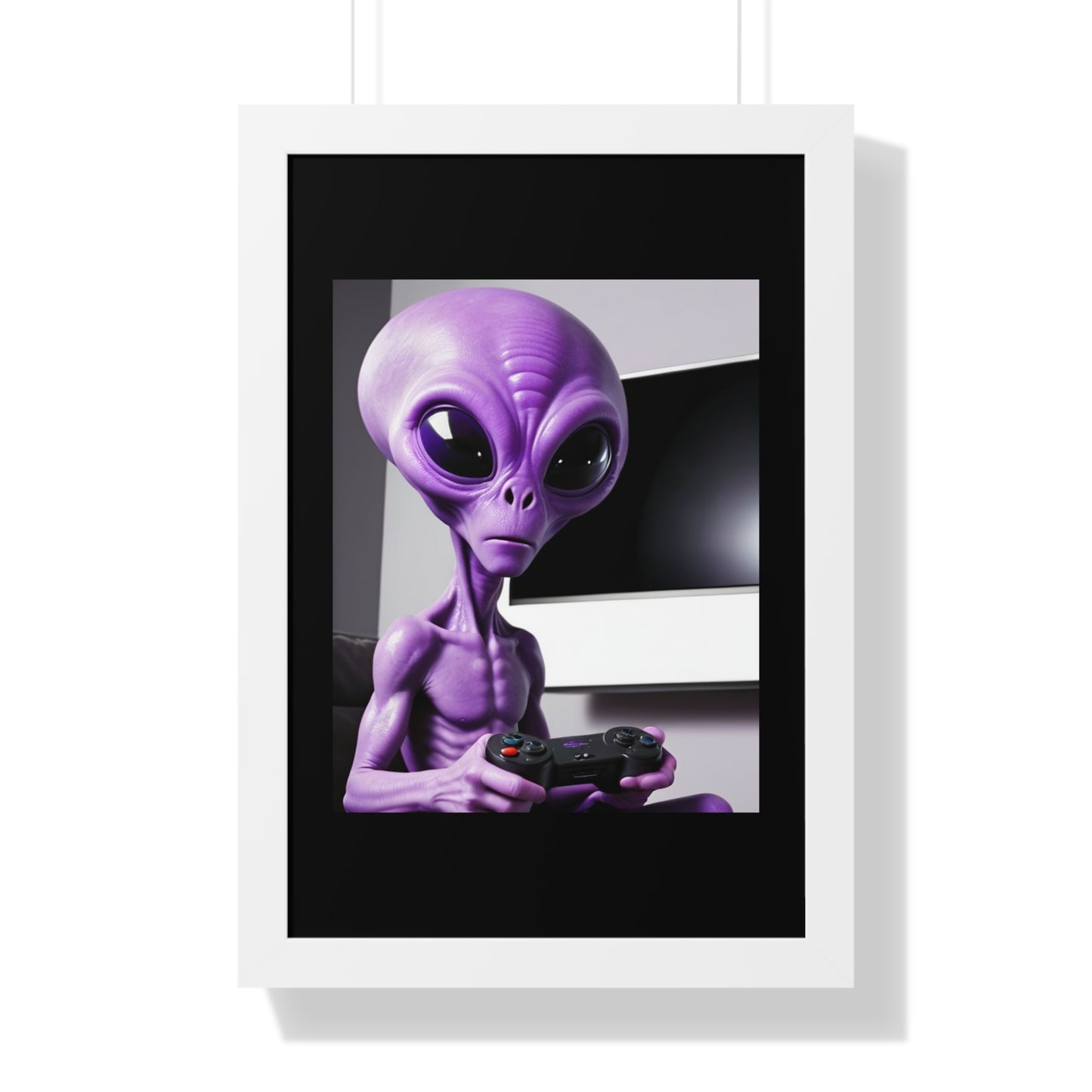 PURPLE ALIEN GAMER-Framed Vertical Poster