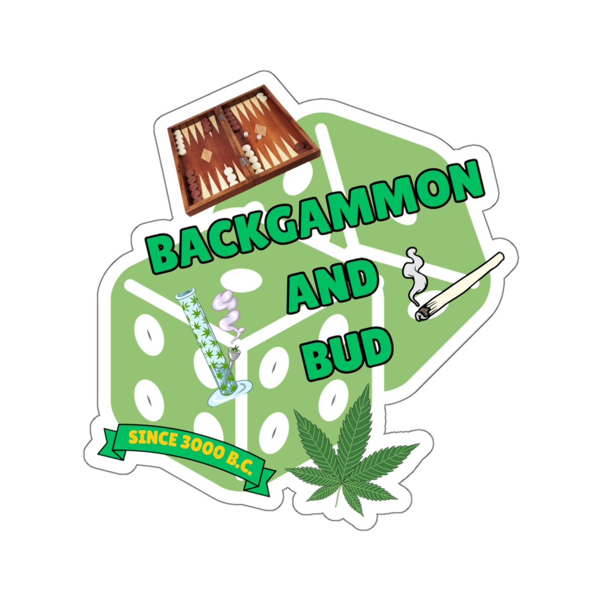 BACKGAMMON AND BUD-Die-Cut Stickers