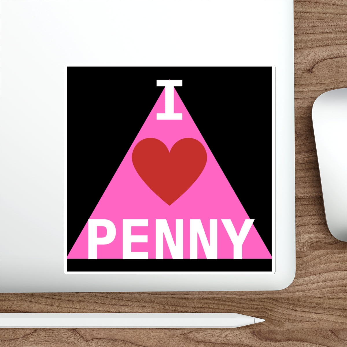 I LOVE PENNY PINK TRIANGLE-Die-Cut Stickers