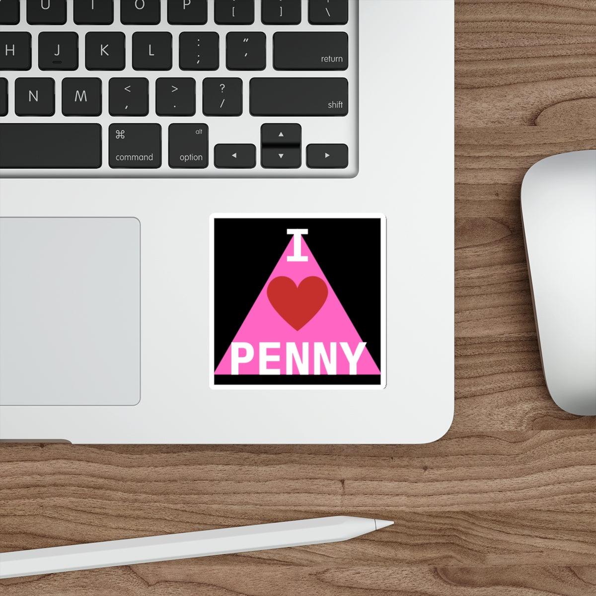 I LOVE PENNY PINK TRIANGLE-Die-Cut Stickers