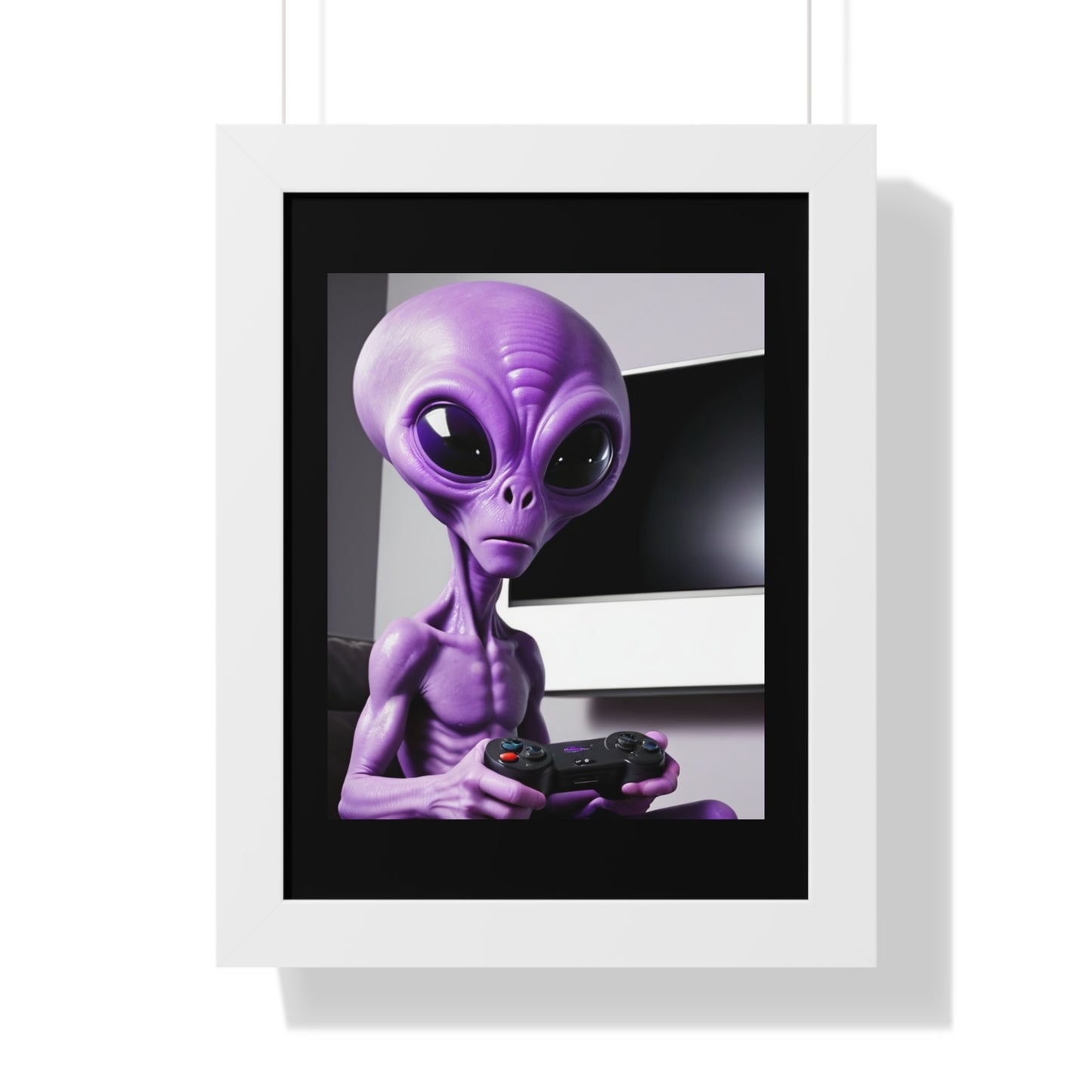 PURPLE ALIEN GAMER-Framed Vertical Poster