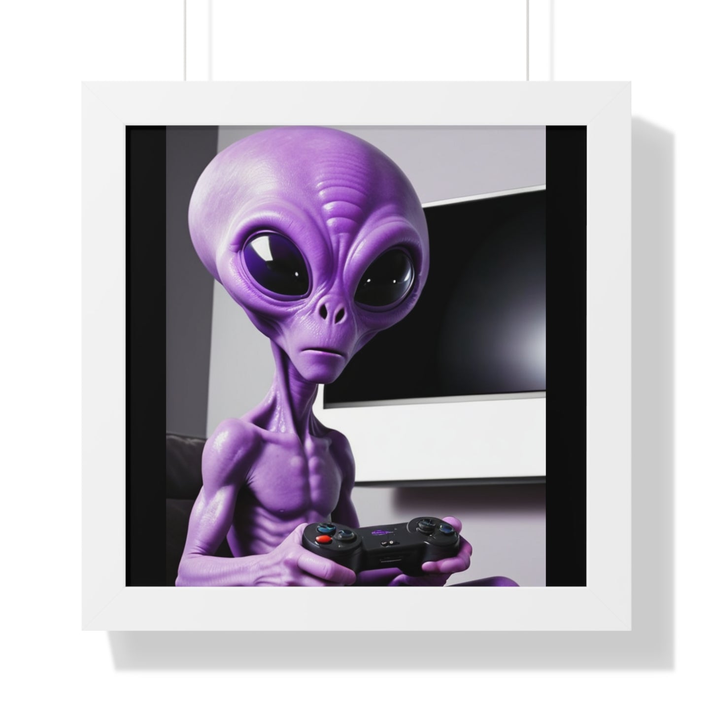 PURPLE ALIEN GAMER-Framed Vertical Poster