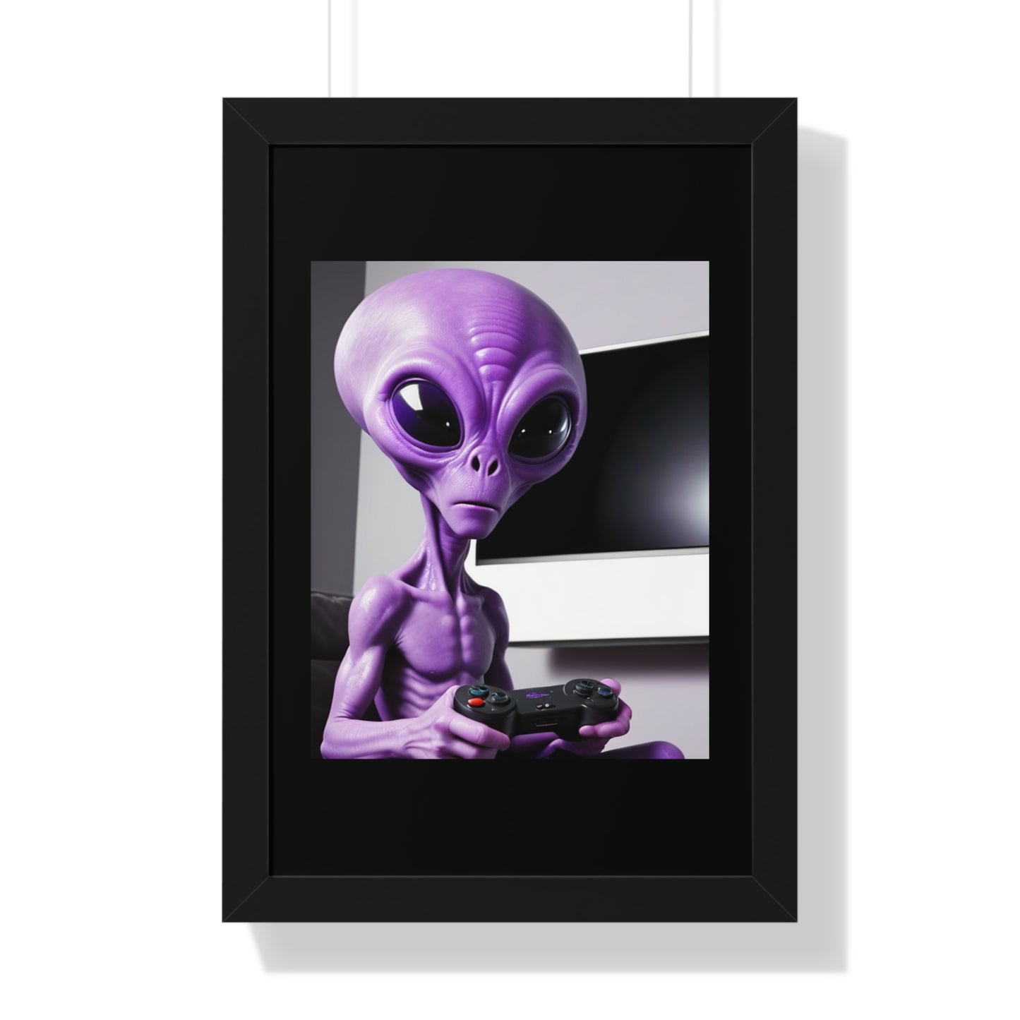 PURPLE ALIEN GAMER-Framed Vertical Poster