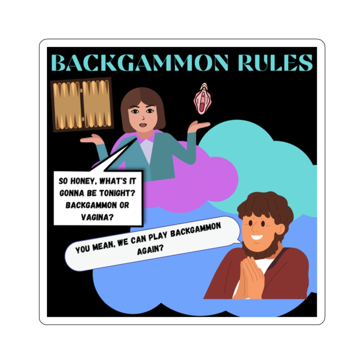 BACKGAMMON BEATS PUSSY-Die-Cut Stickers