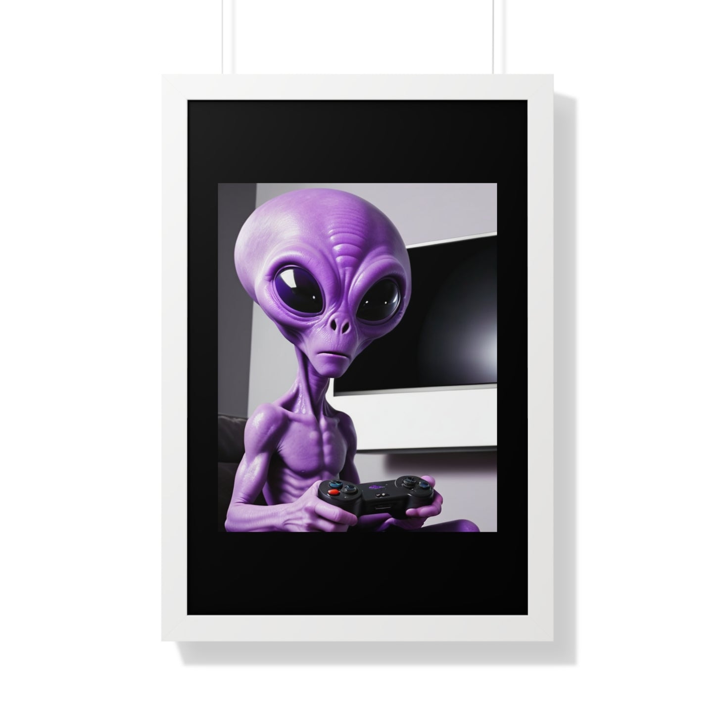 PURPLE ALIEN GAMER-Framed Vertical Poster