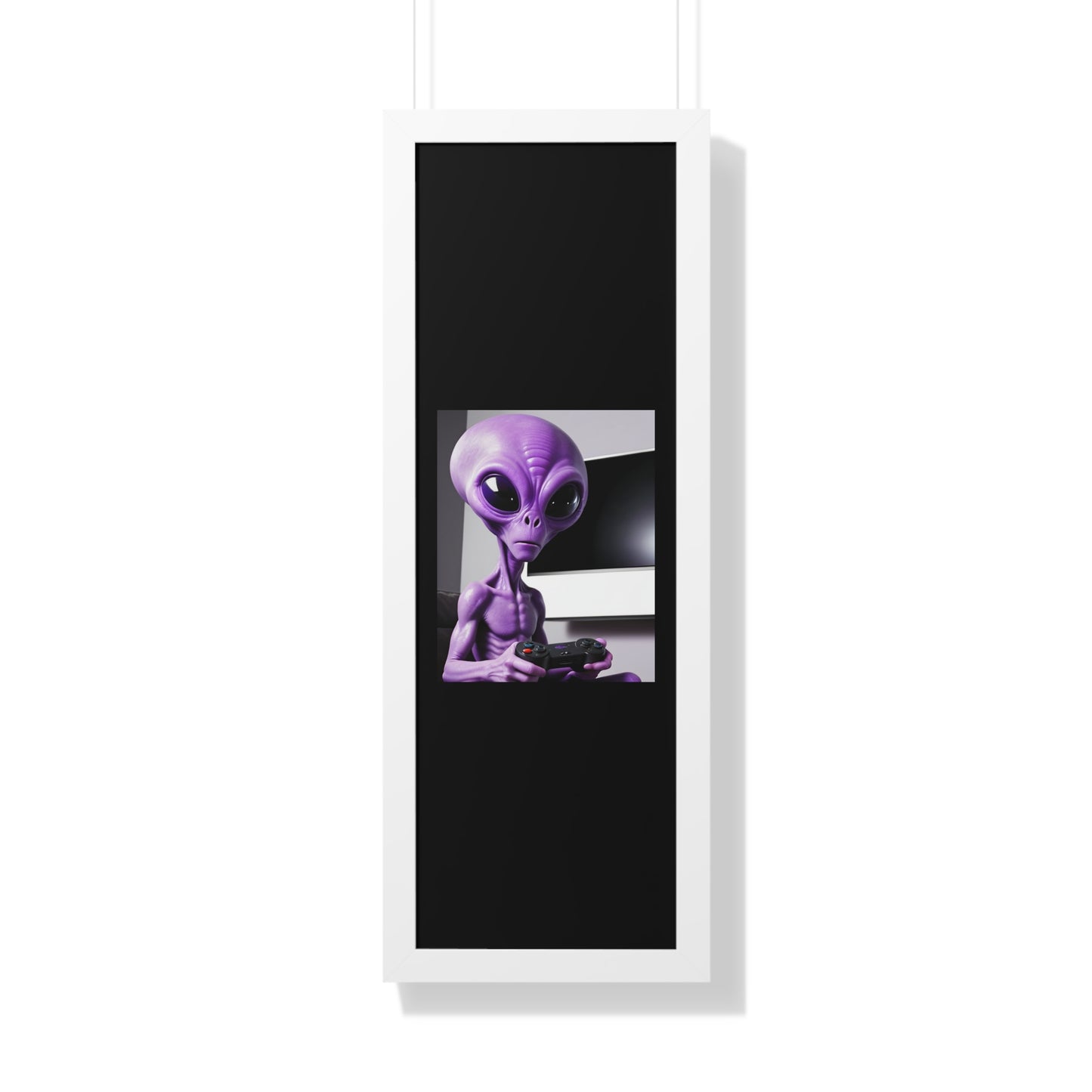 PURPLE ALIEN GAMER-Framed Vertical Poster