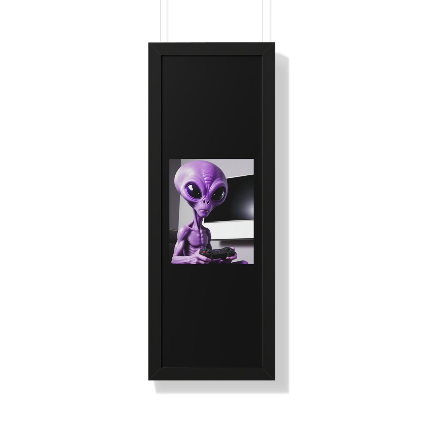 PURPLE ALIEN GAMER-Framed Vertical Poster