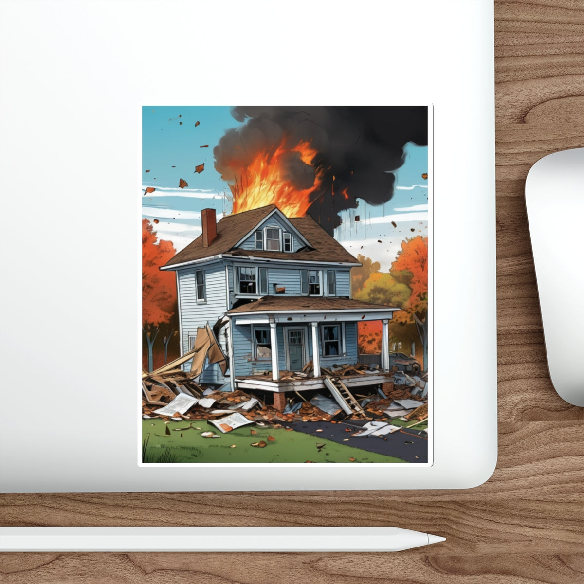 BURNING HOUSE-Die-Cut Stickers