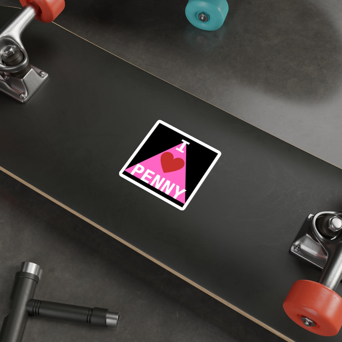 I LOVE PENNY PINK TRIANGLE-Die-Cut Stickers