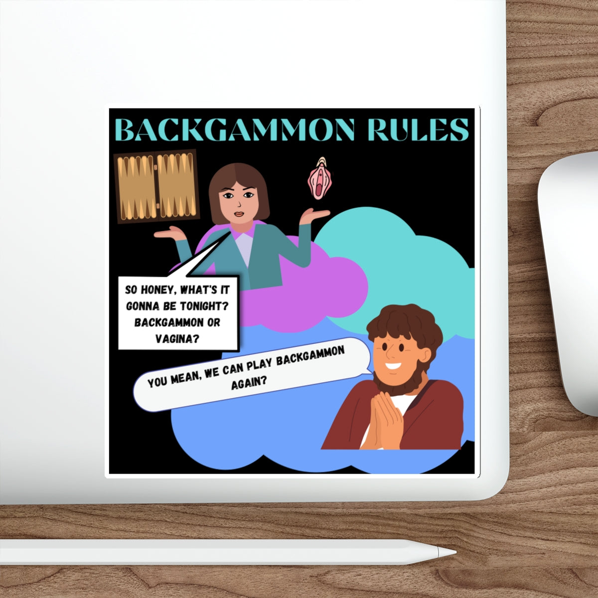 BACKGAMMON BEATS PUSSY-Die-Cut Stickers