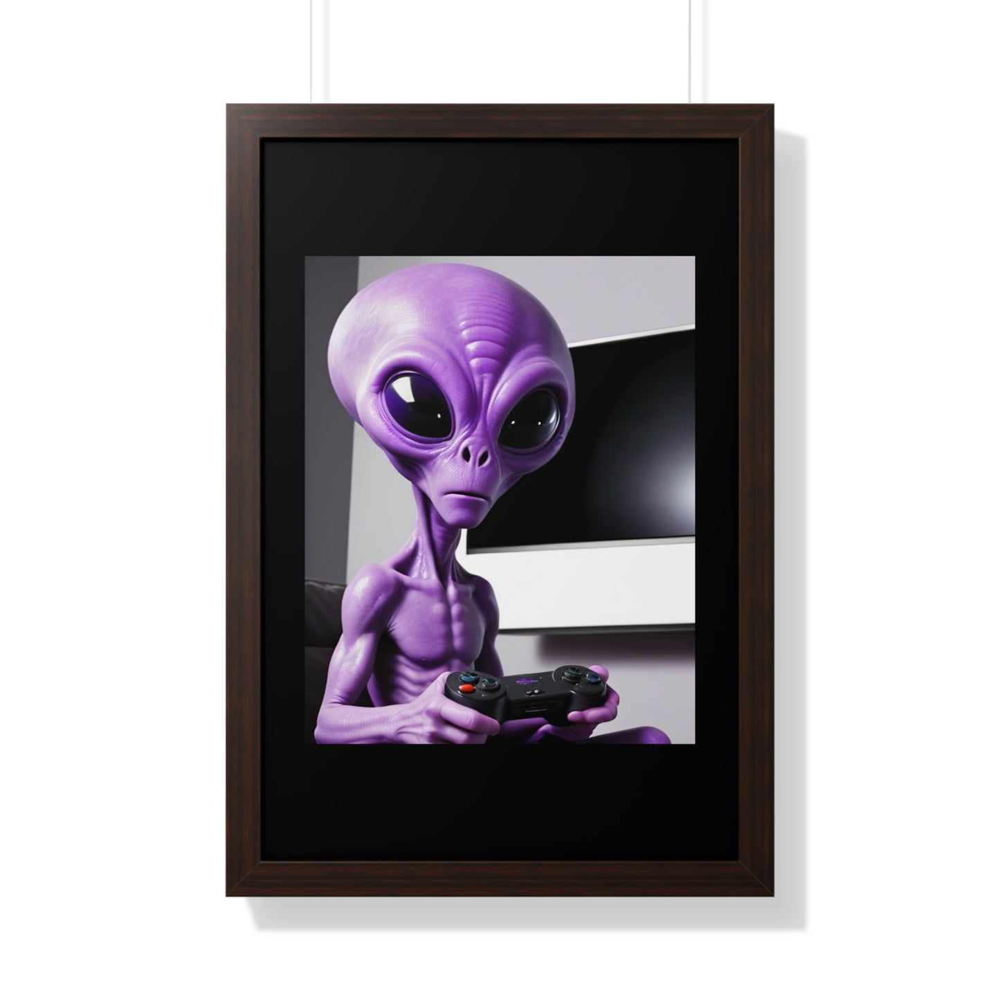 PURPLE ALIEN GAMER-Framed Vertical Poster