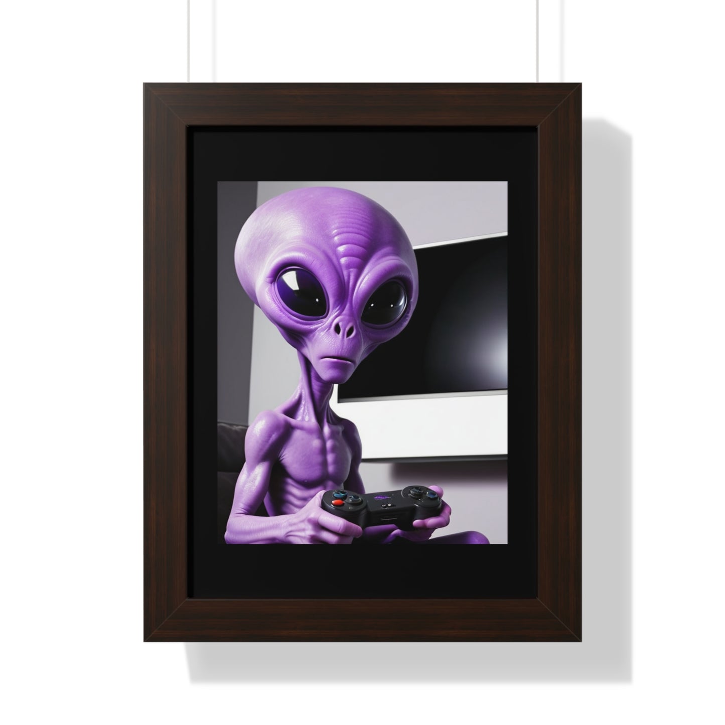 PURPLE ALIEN GAMER-Framed Vertical Poster